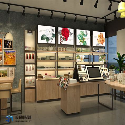 Wooden Glass Custom Design Cosmetic Store Display With Lights