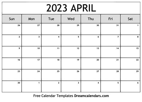 April 2023 Word Calendar April 2023 Calendar Pdf Word Excel