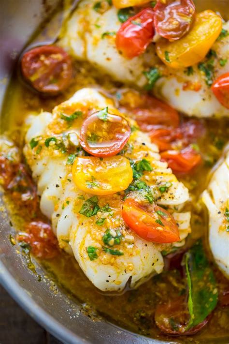 A Quick And Easy Recipe For Pan Seared Cod In White Wine Tomato Basil