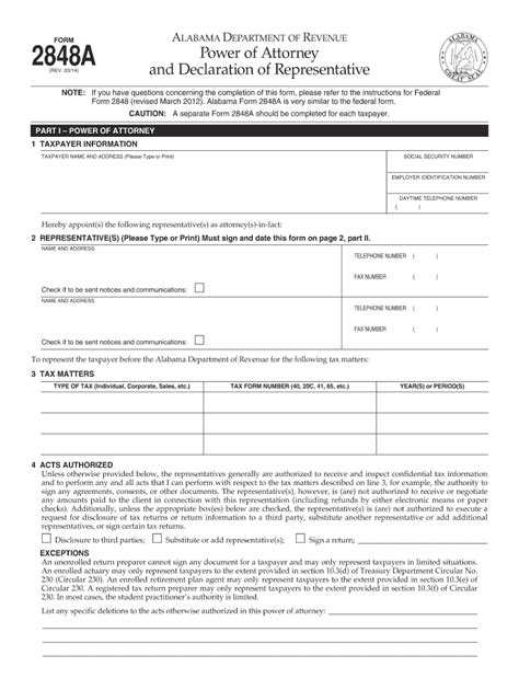 Alabama Form 2848a Fill Out And Sign Printable Pdf Template Signnow