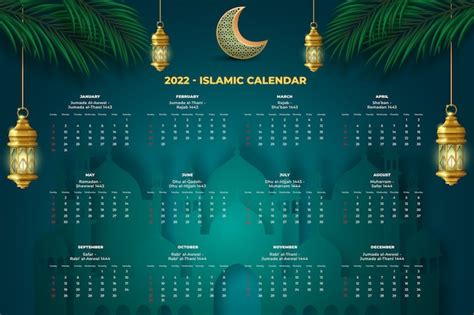 Free Vector Realistic Islamic Calendar Template