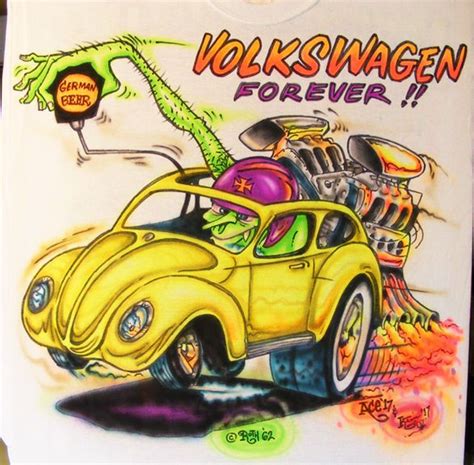Johnny Ace Ed Roth Rat Fink Airbrushed Monster Shirt Volkswagen Bug Vw