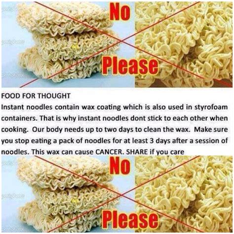 This erumor contains a mixture of false and unproven claims about the use of wax in instant noodles and other food products. Why Instant Noodles Are Bad - Musely