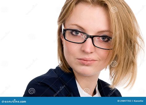 Close Up Portrait Of A Cheerful Business Woman Isolated Stock Image