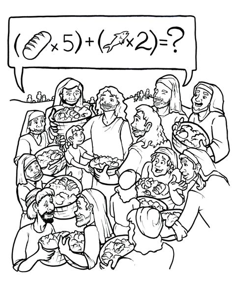 Jesus Feeds 5000 Coloring Page Coloring Home