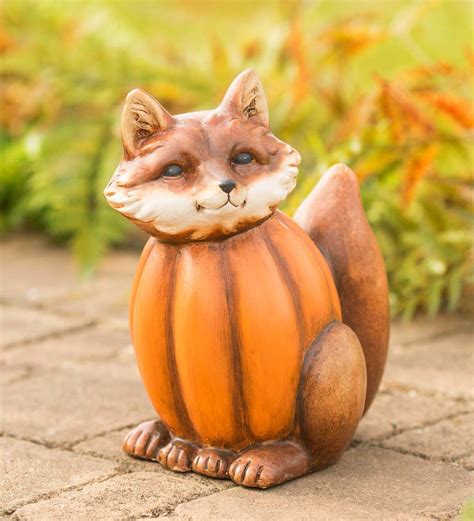 Fox In A Pumpkin Sculpture Statues And Sculptures Garden Art Wind