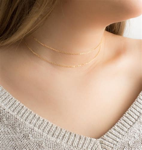 Dainty Choker Necklace Gold Layering Necklace Simple Etsy