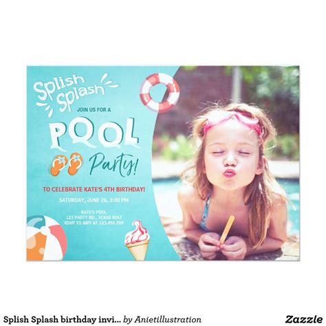 splish splash birthday invitation pool party water birthday summer birthday birthday bash