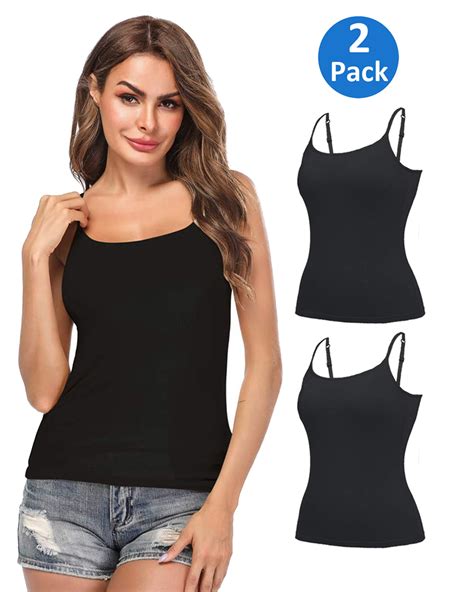 Miss Moly Womens Cami With Built In Bra Adjustable Strap 2 Pack