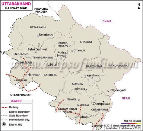 Uttarakhand Rail Map India Travel Guide Nainital India Map Atlas Map