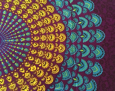 bohemian hippie tapestry fabric colorful starburst pattern etsy
