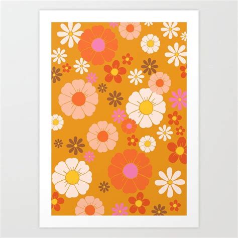 groovy mod 60 s flower power art print by lobbygirl society6 flower power art flower