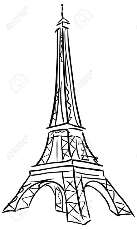 Ilustração Do Vetor Da Torre Eiffel Desenho Preto E Branco Pintura