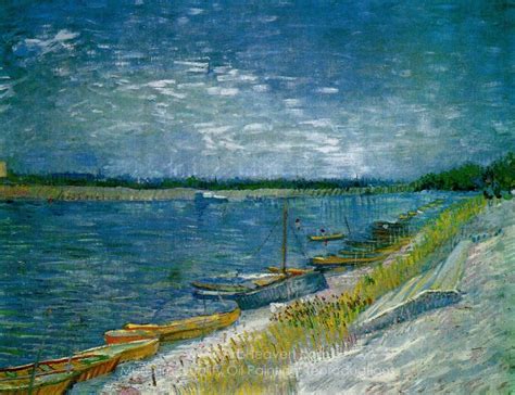 Vincent Van Gogh View Of A River With Rowing Boats Painting