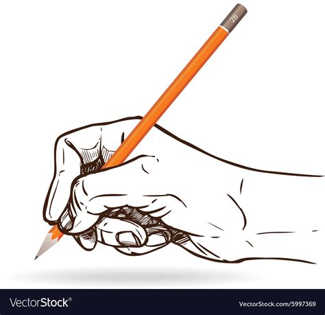 Hand Holding Pencil Royalty Free Vector Image Vectorstock