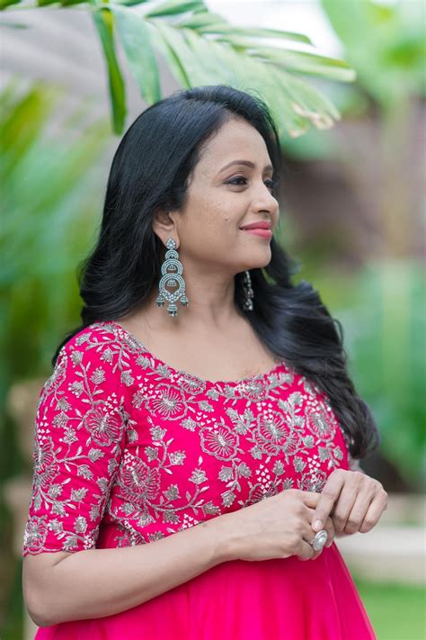 beautiful actress and anchor suma kanakala wearing pink color floor length frock with yoke hand