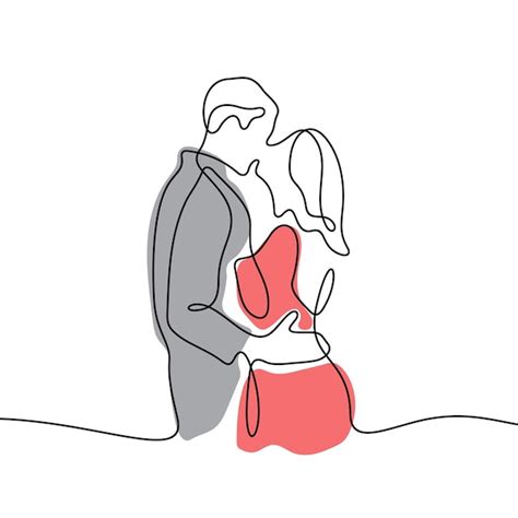 premium vector romantic couple kissing continuous line colourful vector illustration
