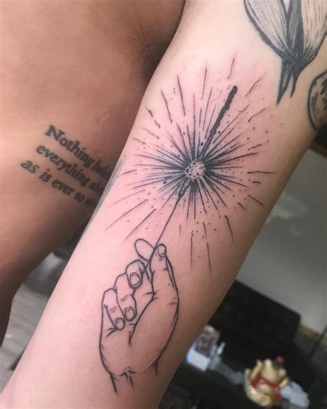 Awesome Linework Sparkler Tattoo On The Arm Timeless Tattoo Firework