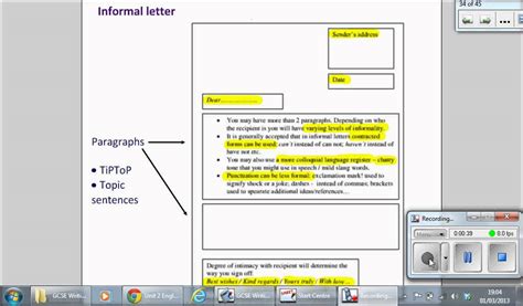 A summary of writing rules including outlines for cover letters and letters of the example letter below shows you a general format for a formal or business letter. Informal letter - YouTube