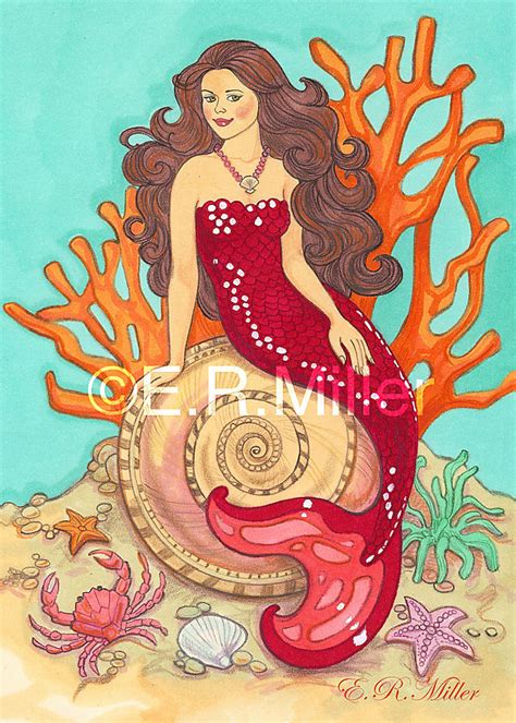 Illustration Gallery Red Mermaid