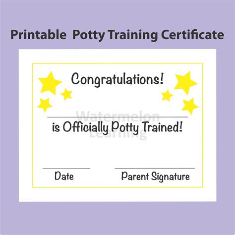 Printable Potty Training Certificate Etsy