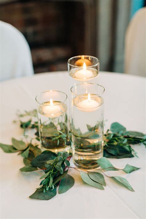 Floating Candles With Greenery Centerpiece Floating Candle