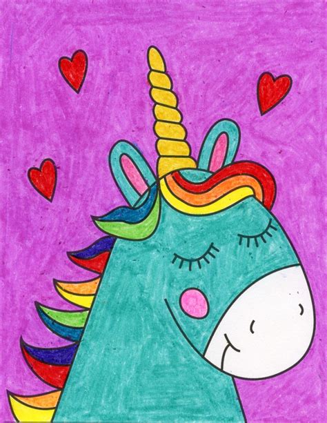 How To Draw An Easy Unicorn Head Tutorial And Unicorn Coloring Page