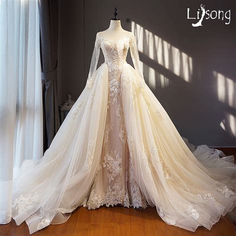 Buy Light Champagne Ivory Unique Wedding Dress Long