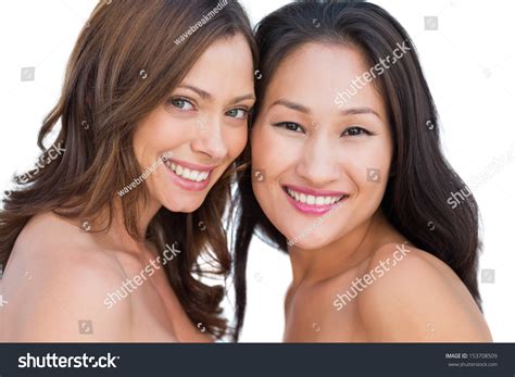Smiling Beautiful Nude Models Posing Together