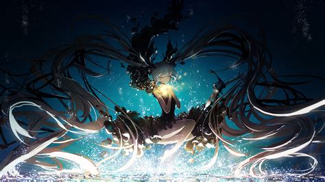 Wallpaper Illustration Long Hair Black Dress Anime