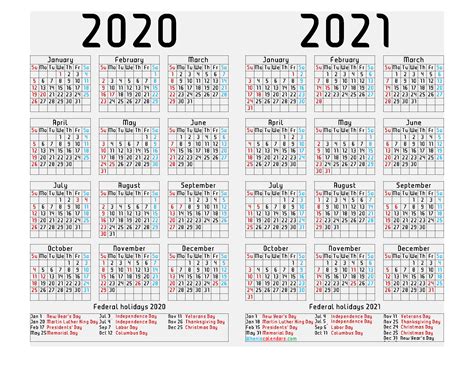 Free Printable 2020 2021 Calendar 6 Templates