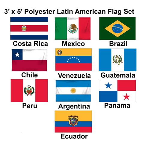 3 X 5 Set Of 10 Latin American Flags Set 1 1 800 Flags