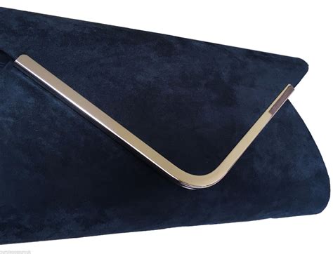 Navy Clutch Bag Dark Blue Faux Suede Evening Bag Prom Shoulder Bag With