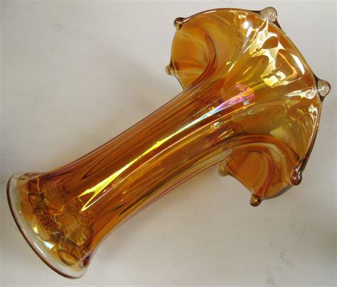 Antique Imperial Marigold Morning Glory Carnival Glass Jip Mid Size Vase Carnival Glass