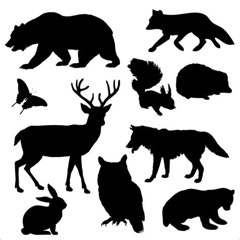 Animals Of The Forest Animal Stencil Animal Silhouette Animals