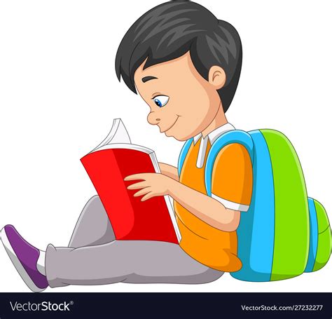 Boy Reading A Book Animated