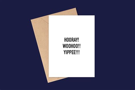 A6 Card Hooray Woohoo Yippee — Paper And Ash