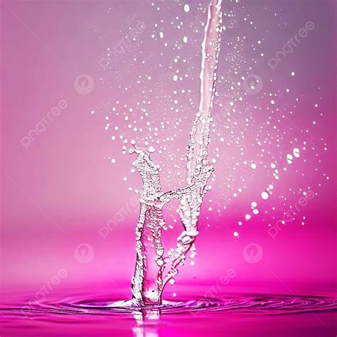 Macrophoto Of Water Splash With Pink Color Nature Photography
