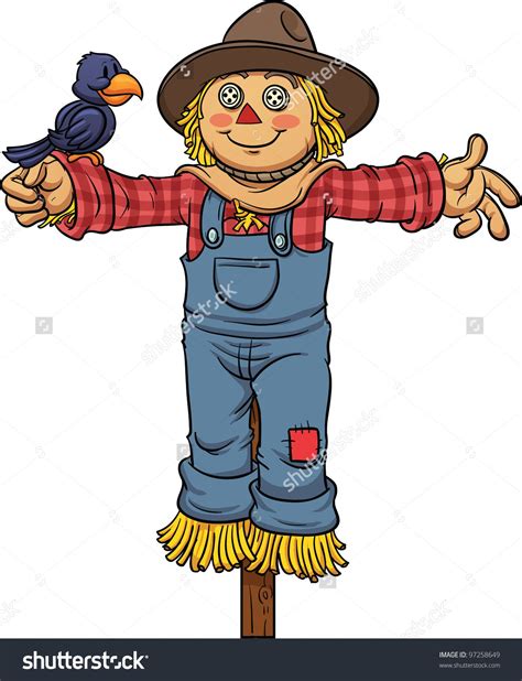 Cartoon Scarecrow Vector Illustration With Simple Gradients All In A