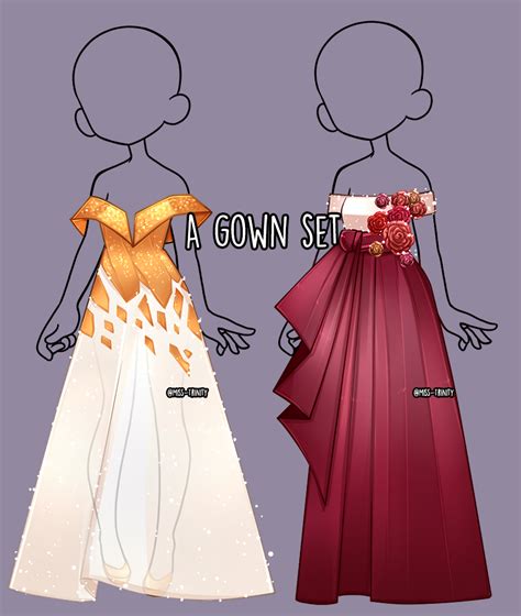 A Gown Set Outfit Adopt Close By Miss Trinity On Deviantart Dress Design Sketches Art