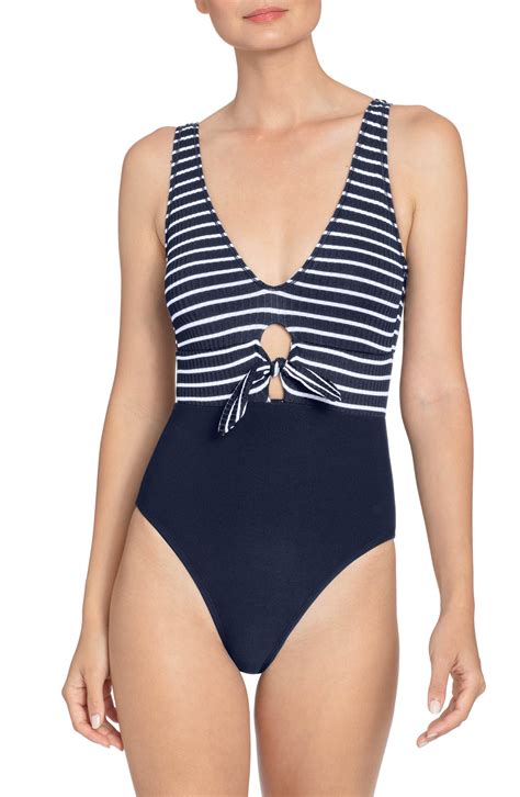 Robin Piccone Sailor Tie Front One Piece Swimsuit Nordstrom Rack