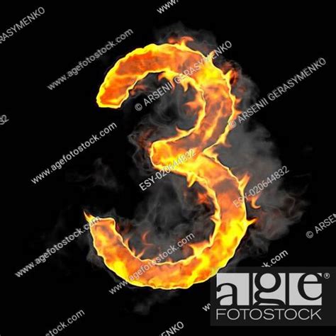 Burning And Flame Font 3 Numeral Stock Photo Picture And Low Budget