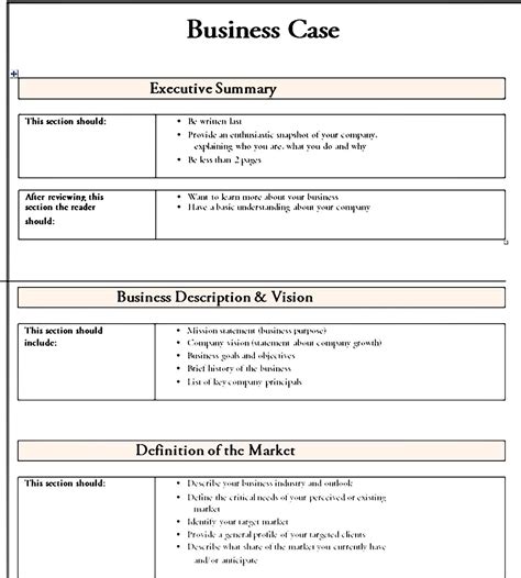 Printable Business Case Template Business Case Template Business