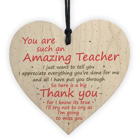Melanie on june 13, 2018: Thank You Teacher Gift Heart Leaving School Nursery Teaching