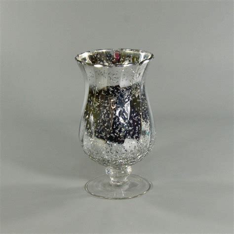 Silver Mercury Glass Pedestal Vase Pedestal Vase Mercury Glass Vase
