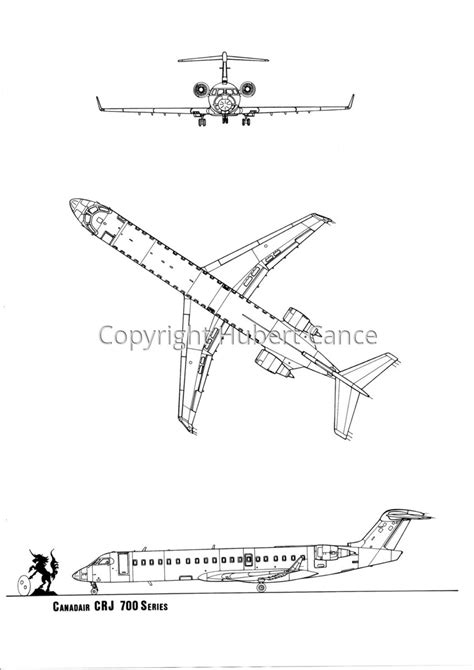 Drawing Canadair Crj 700 Series Original Art By Hubert Cance