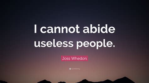 Joss Whedon Quote I Cannot Abide Useless People