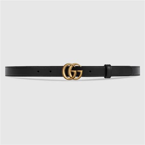 Black Leather Belt With Double G Buckle For Women Gucci Australia