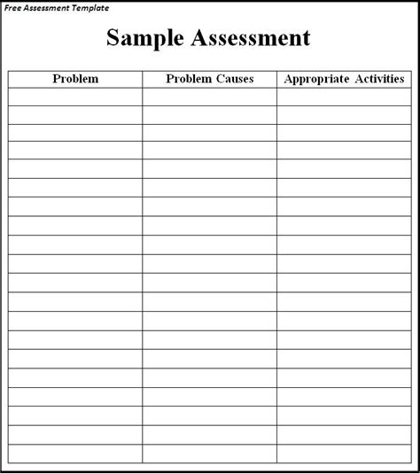 Assessment Templates Free Word Templates