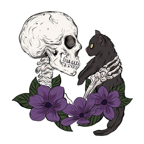 Freetoedit Skeleton Skull Cat Sticker By Kittiekat1011